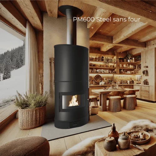Poêle de masse PM600 steel noir sans four