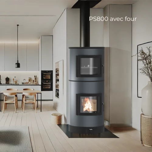 Poêle de masse PS800 gris avec four