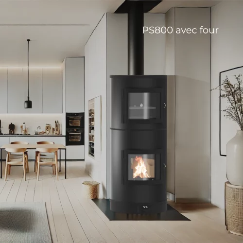 Poêle de masse PS800 noir avec four